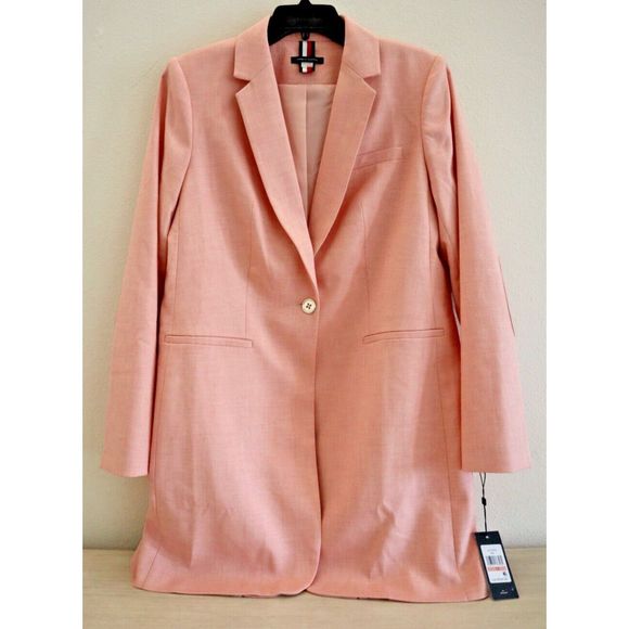 Tommy Hilfiger H31JV904 Women's Sz 12 Misty Rose Pink Single Button Blazer - Picture 1 of 11